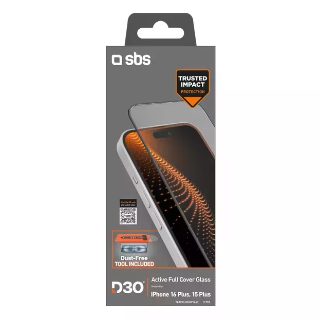 SBS tempered glass with D3O technology with applicator for iPhone 16 Plus / iPhone 15 Plus 1