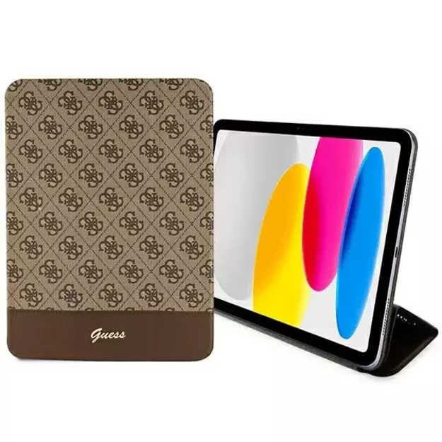 Etui Guess 4G Stripe Allover na iPad 10.9  - brązowe 6