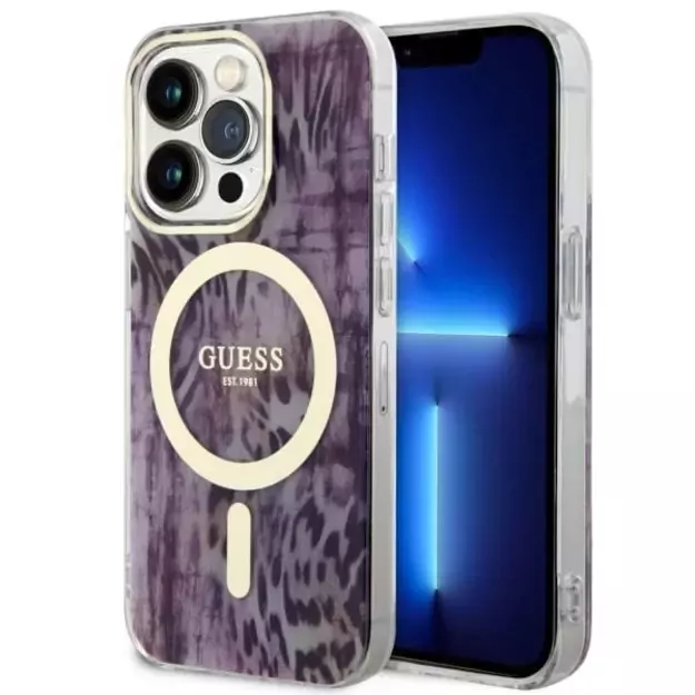 Guess GUHMP14LHLEOPWP iPhone 14 Pro 6.1  pink/pink hardcase Leopard MagSafe
