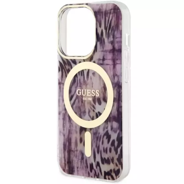 Guess GUHMP14LHLEOPWP iPhone 14 Pro 6.1  pink/pink hardcase Leopard MagSafe 5