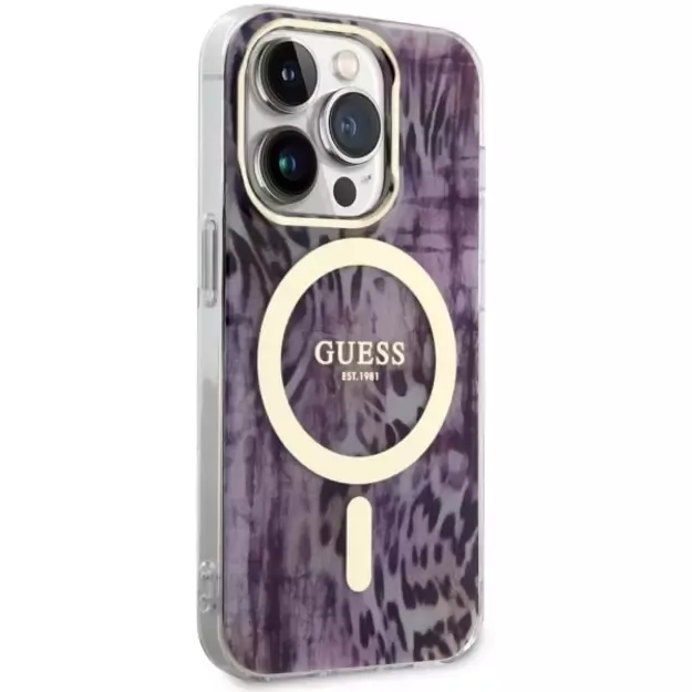 Guess GUHMP14LHLEOPWP iPhone 14 Pro 6.1  pink/pink hardcase Leopard MagSafe 3