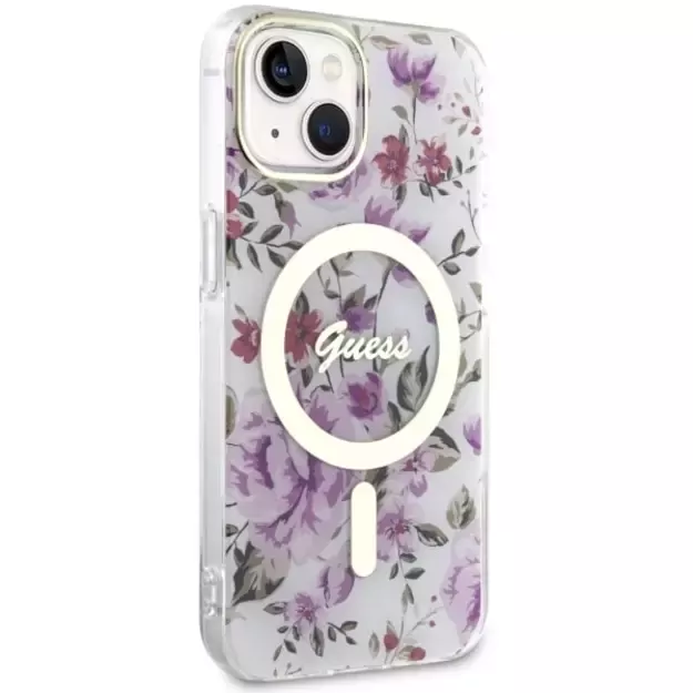 Guess GUHMP14MHCFWST iPhone 14 Plus 6.7  transparent hardcase Flower MagSafe 3