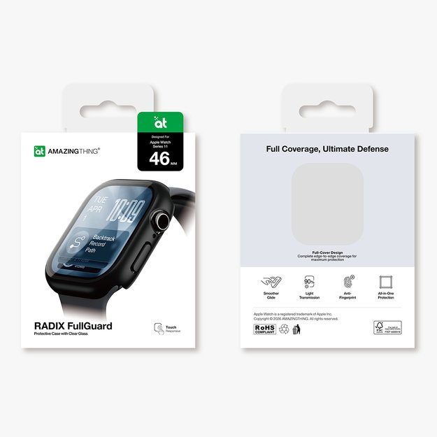 AmazingThing Radix Glass Screen Protector with Case for Apple Watch Series 11 46mm - Black 10