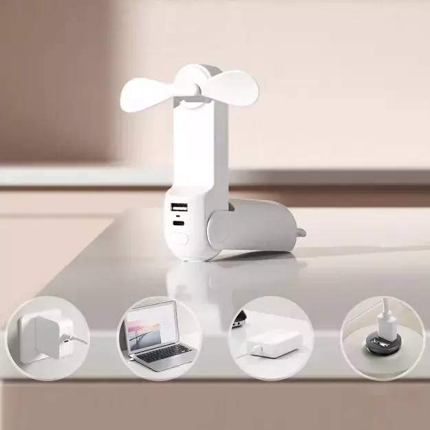 Jisulife Handheld Fan Life8 Plus Portable USB Fan with Power Bank Function 4500mAh and Flashlight - White 1