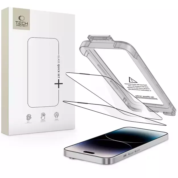 Tech-Protect Quick Set+ 2-pack tempered glass for iPhone 14 Pro - black