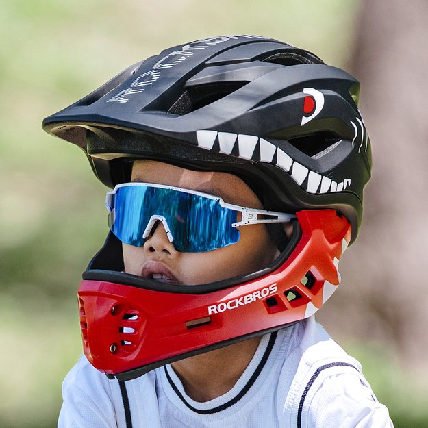 Rockbros TT-32005 Shark Children' s Bike Helmet with Detachable Jaw Size M (54-58) - Black 5