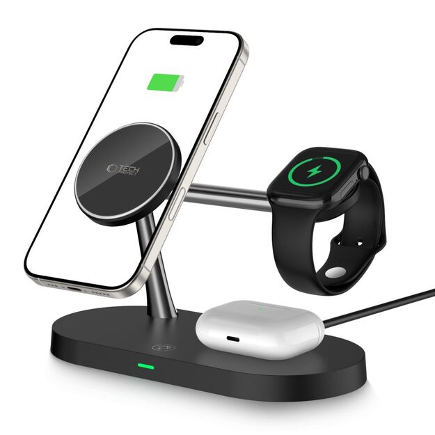 Tech-Protect A12 3in1 MagSafe Inductive Charger for Smartphone/Headphones/Smartwatch - Black 1