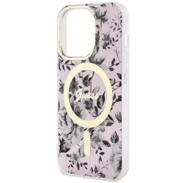 Guess GUHMP14XHCFWSP iPhone 14 Pro Max 6.7&quot  pink/pink hardcase Flower MagSafe 5