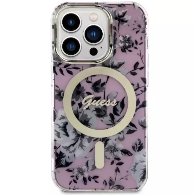 Guess GUHMP14XHCFWSP iPhone 14 Pro Max 6.7&quot  pink/pink hardcase Flower MagSafe 2
