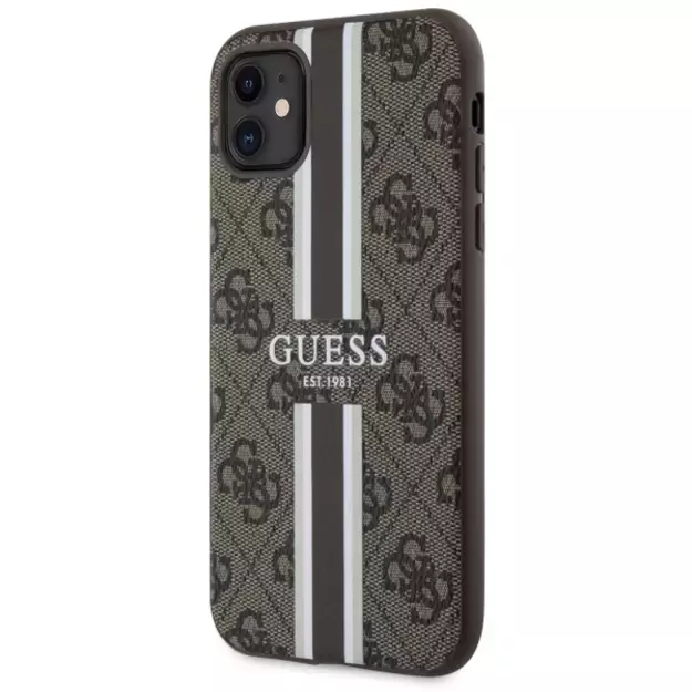 Guess GUHMN61P4RPSW iPhone 11 / Xr brown/brown hardcase 4G Printed Stripes MagSafe 4