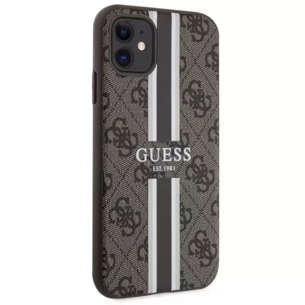 Guess GUHMN61P4RPSW iPhone 11 / Xr brown/brown hardcase 4G Printed Stripes MagSafe 10