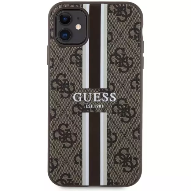 Guess GUHMN61P4RPSW iPhone 11 / Xr brown/brown hardcase 4G Printed Stripes MagSafe 9