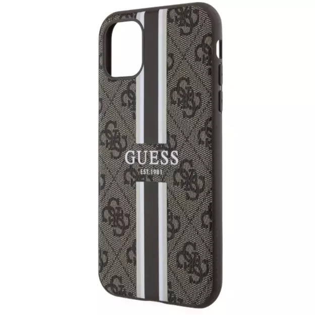 Guess GUHMN61P4RPSW iPhone 11 / Xr brown/brown hardcase 4G Printed Stripes MagSafe 12