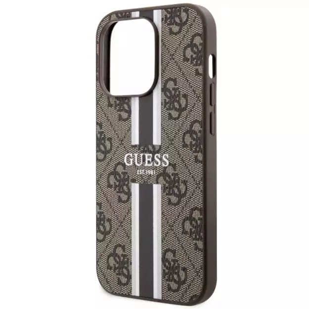 Guess GUHMP14LP4RPSW iPhone 14 Pro 6.1  brown/brown hardcase 4G Printed Stripes MagSafe 12