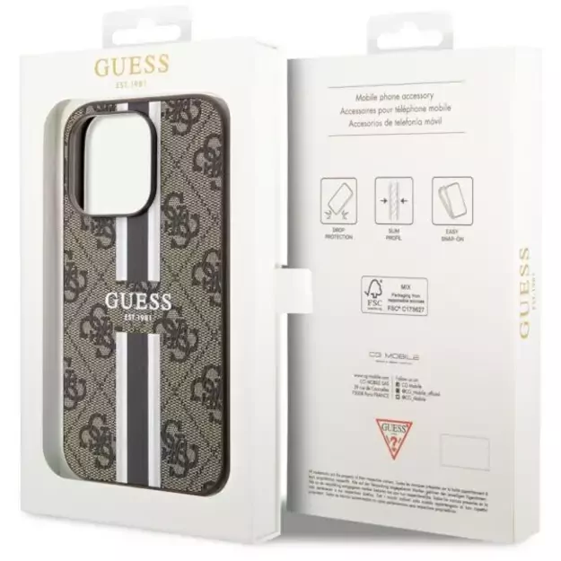 Guess GUHMP14LP4RPSW iPhone 14 Pro 6.1  brown/brown hardcase 4G Printed Stripes MagSafe 14