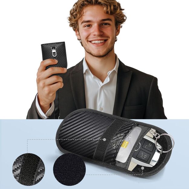 Tech-Protect KLR100 RFID Blocking Car Key Case - Black - Carbon 7
