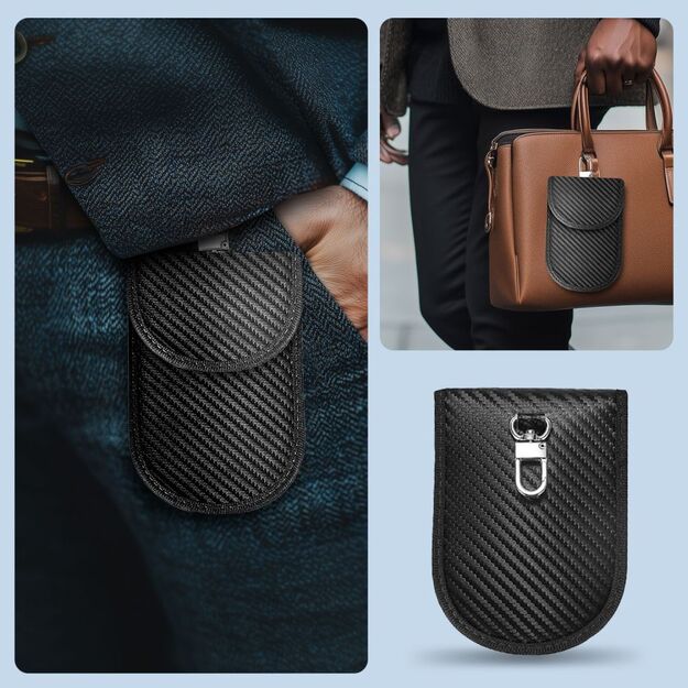 Tech-Protect KLR100 RFID Blocking Car Key Case - Black - Carbon 4