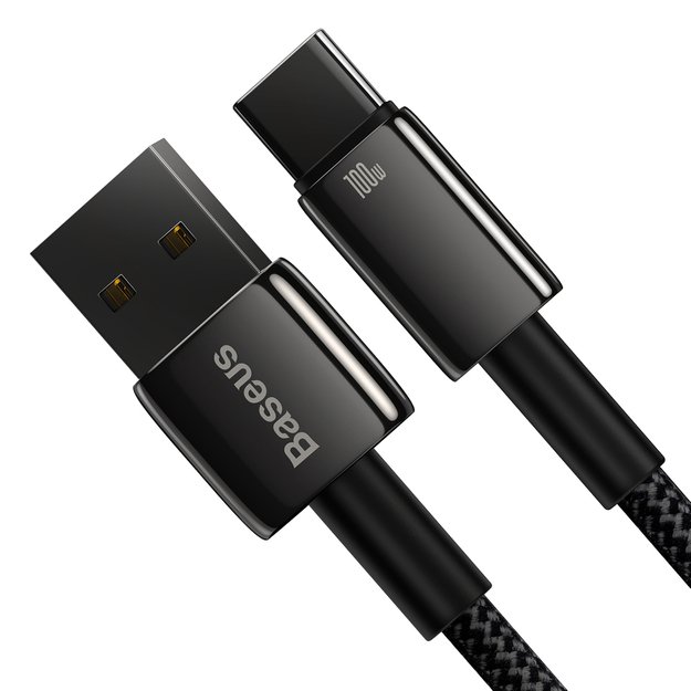 Baseus Tungsten Gold USB-A to USB-C Cable 480Mb/s 100W 1m Black (CAWJ000001) 3