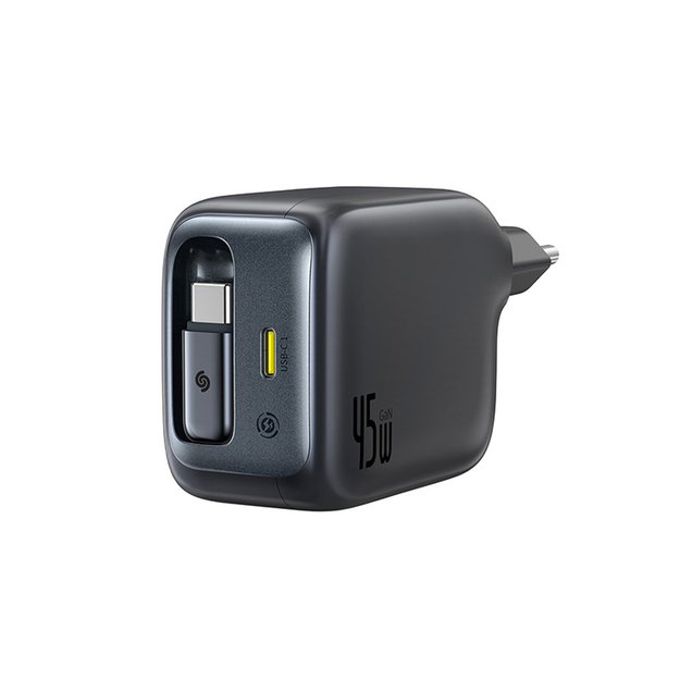 Baseus EnerCore CJ11 45W Wall Charger with USB-C Port and Retractable USB-C Cable - Black 2