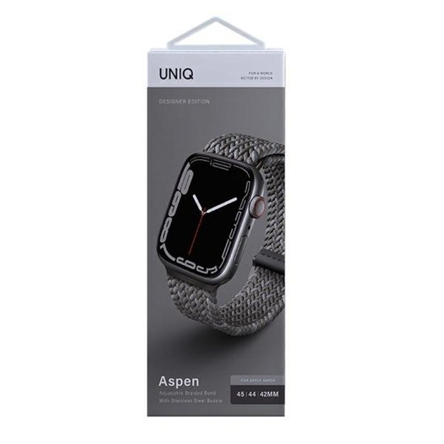 Uniq Aspen Braided Strap for Apple Watch 1/2/3/4/5/6/7/8/SE/SE2 44/42/45mm - Gray 3