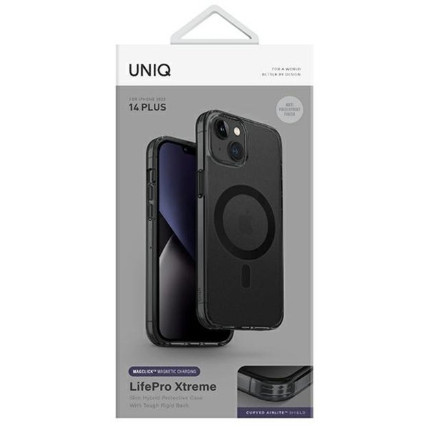 Uniq LifePro Xtreme Magclick Charging case for iPhone 14 Plus - gray and black 7