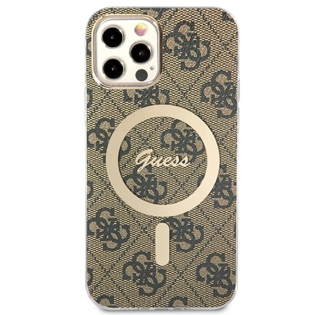 Set Guess GUBPP12MH4EACSW Case+ Charger iPhone 12/12 Pro brown/brown hard case 4G Print MagSafe 2