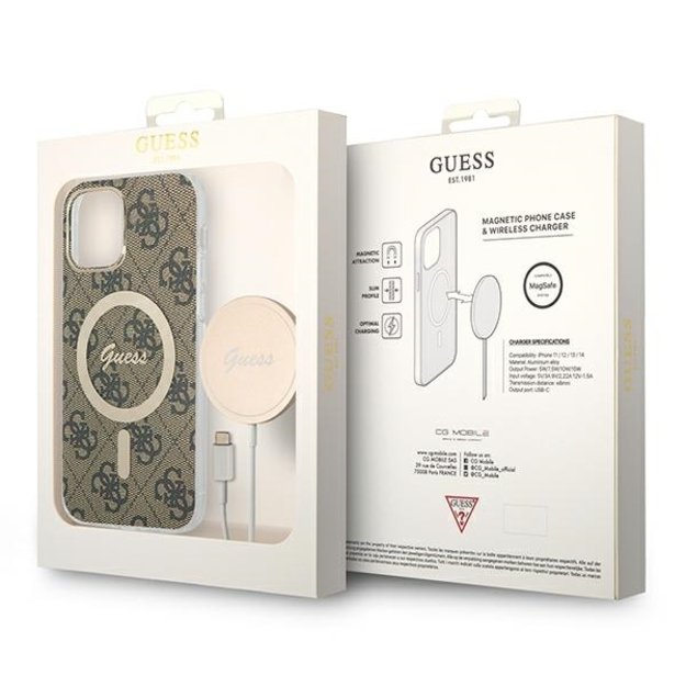 Set Guess GUBPP12MH4EACSW Case+ Charger iPhone 12/12 Pro brown/brown hard case 4G Print MagSafe 9
