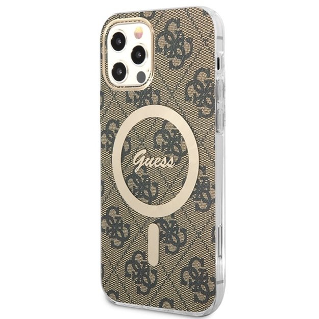 Set Guess GUBPP12MH4EACSW Case+ Charger iPhone 12/12 Pro brown/brown hard case 4G Print MagSafe 1