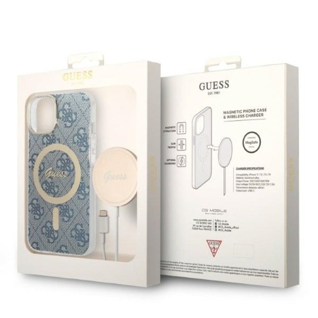 Set Guess GUBPP14MH4EACSB Case+ Charger iPhone 14 Plus 6.7  blue/blue hard case 4G Print MagSafe 9