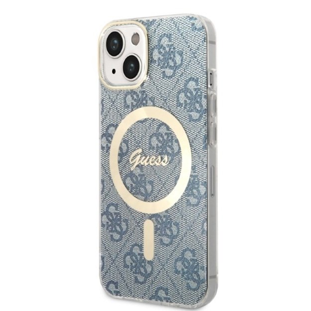 Set Guess GUBPP14MH4EACSB Case+ Charger iPhone 14 Plus 6.7  blue/blue hard case 4G Print MagSafe 1