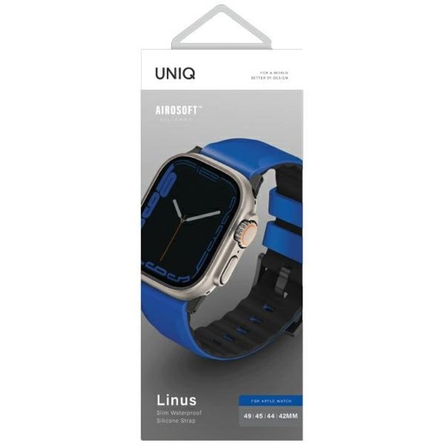 Uniq Linus Airosoft Silicone Strap for Apple Watch 1/2/3/4/5/6/7/8/SE/SE2/Ultra 42/44/45/49mm - Blue 3