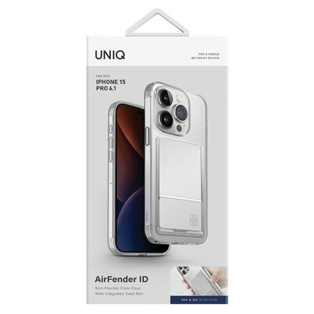 Uniq Air Fender ID Cardslot case for iPhone 15 Pro - transparent 1