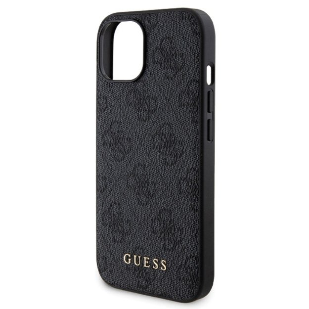 Guess 4G Metal Logo case set for iPhone 15 + 5000mAh MagSafe power bank - black 5