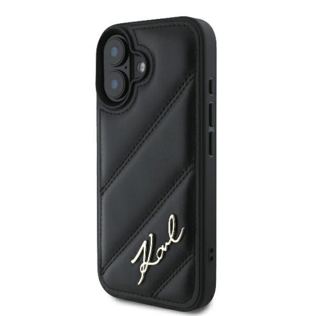 Karl Lagerfeld Quilted Signature iPhone 16 Plus Case - Black 1