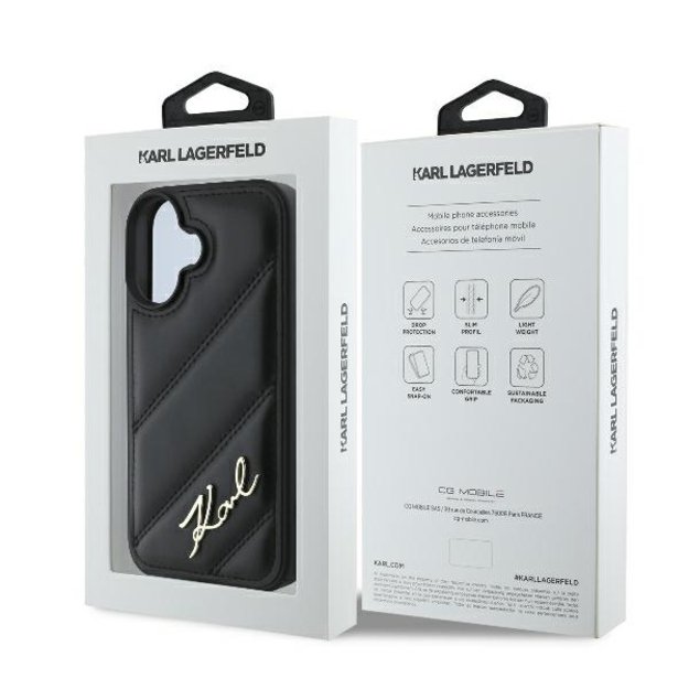 Karl Lagerfeld Quilted Signature iPhone 16 Plus Case - Black 7