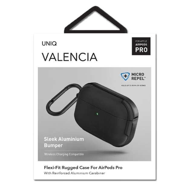 Uniq Valencia AirPods Pro Case Black/Midnight Black Antimicrobial 7