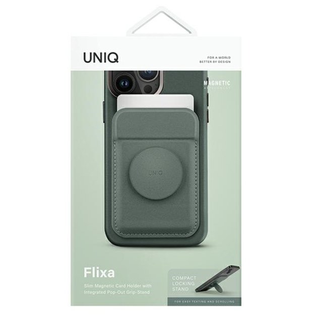Uniq Flixa Magnetic Card Wallet with Stand Green/Lichen Green MagSafe 1