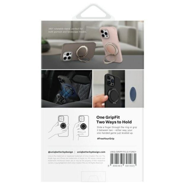 Uniq Gripfit 360 Magnetic Mount&amp Kickstand Magnetic Holder gray/flint gray 2