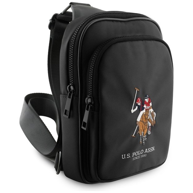 US Polo Petit Pique Crossbody Phone Bag Black 1