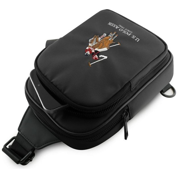 US Polo Petit Pique Crossbody Phone Bag Black 3