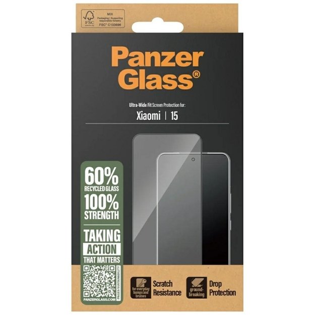 PanzerGlass Ultra-Wide Fit tempered glass w. Black Frame for Xiaomi 15 3