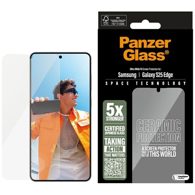 PanzerGlass Ultra-Wide Fit Ceramic Glass for Samsung Galaxy S25 Edge - Clear