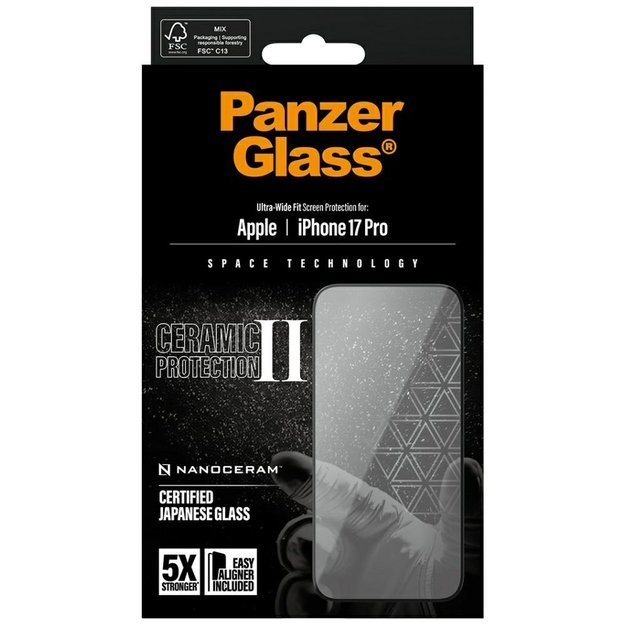PanzerGlass Ceramic II Ultra-Wide Fit EasyAligner for iPhone 17 Pro 4