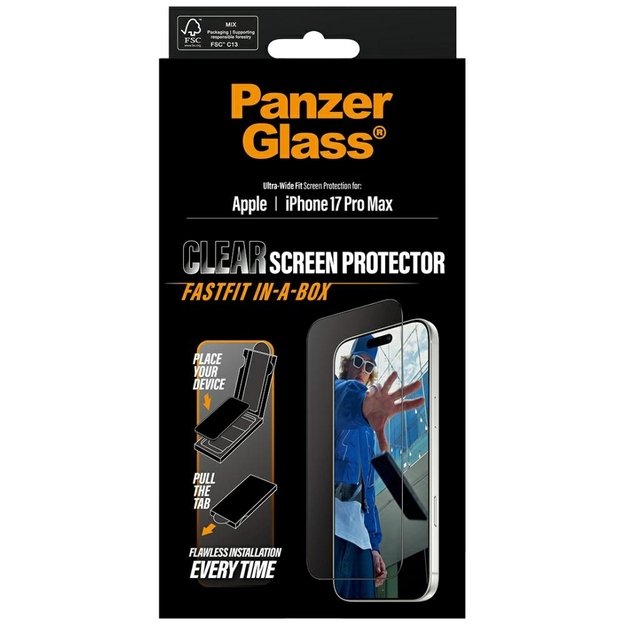 PanzerGlass Ultra-Wide Fit Fastfit Tempered Glass for iPhone 17 Pro Max 4