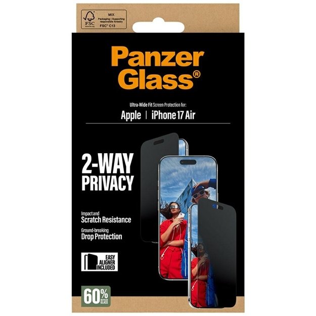 PanzerGlass Ultra-Wide Fit EasyAligner Privacy Glass for iPhone Air 5
