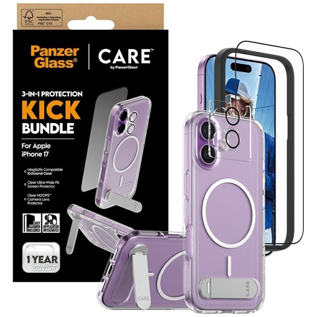 CARE by PanzerGlass Feature Kick 3in1 Case + Glass + Lens for iPhone 17 3