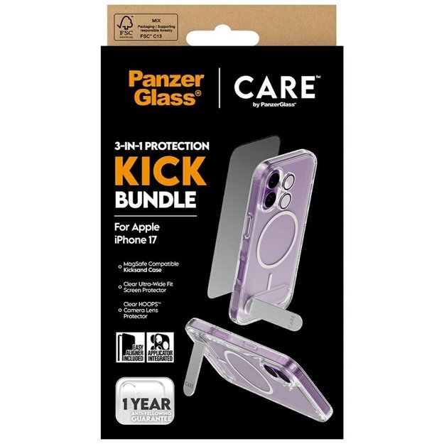 CARE by PanzerGlass Feature Kick 3in1 Case + Glass + Lens for iPhone 17 4