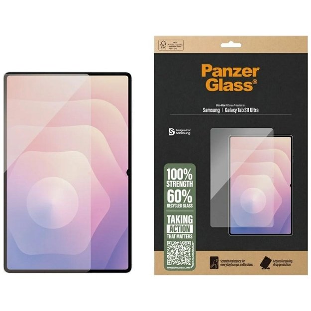 PanzerGlass Ultra-Wide Fit Tempered Glass for Samsung Galaxy Tab S11 Ultra - Transparent