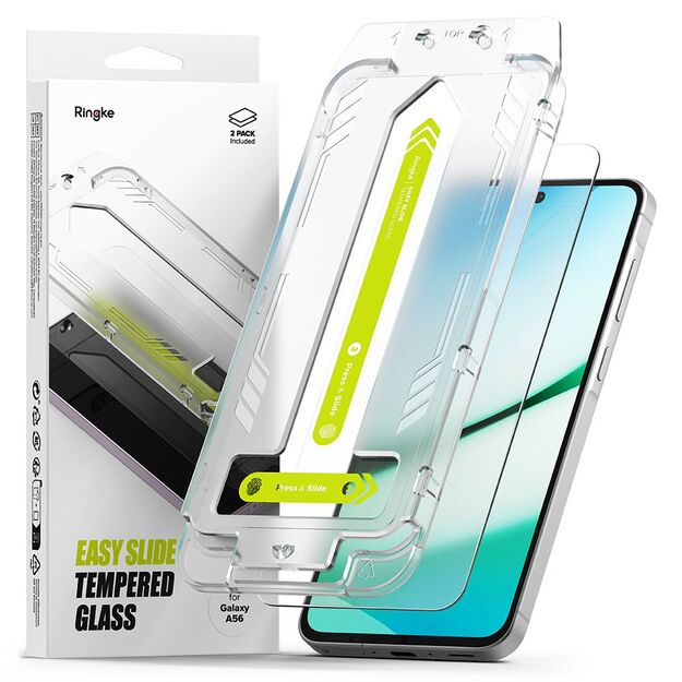 Ringke Easy Slide 2-pack tempered glass for Samsung Galaxy A56 5G - transparent