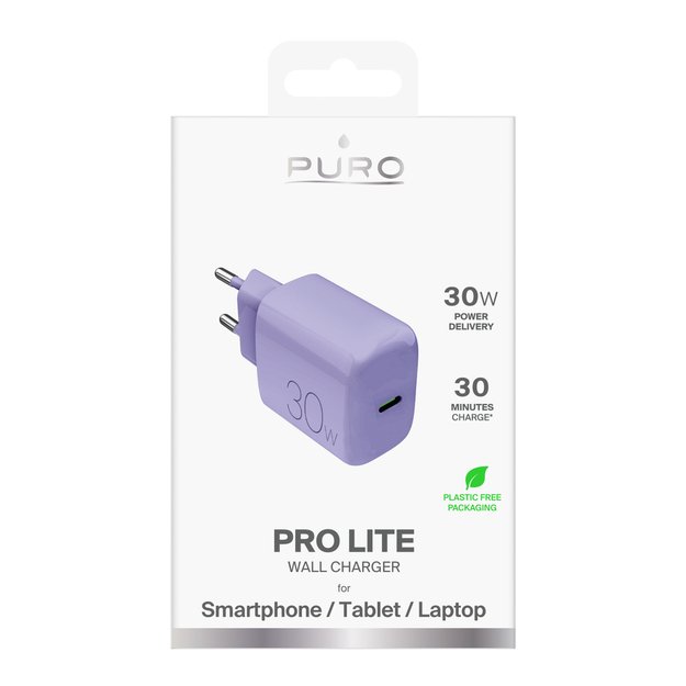 Puro Pro Lite 30W USB-C Wall Charger - Purple 1